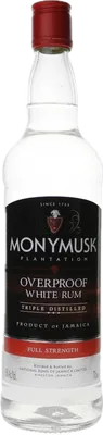 Bouteille de spiritueux : White Overproof Rum de la marque Monymusk