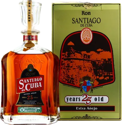 Bouteille de spiritueux : Extra Añejo 25 Años de la marque Santiago de Cuba
