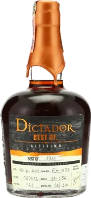 Bouteille de spiritueux : Best Of 1981 Altisimo 36 Years 42% de la marque Dictador