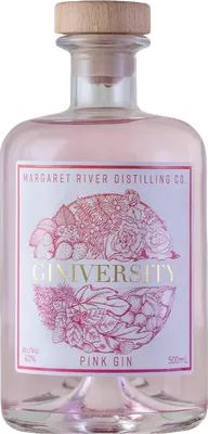 Bouteille de spiritueux : Pink Gin de la marque Giniversity
