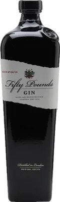 Bouteille de spiritueux : London Dry Gin de la marque Fifty Pounds