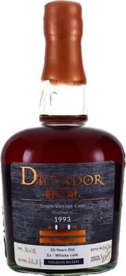 Bouteille de spiritueux : Best Of 1993 Prav Saraff 51,8% 25 Years de la marque Dictador