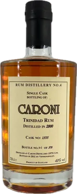 Bouteille de spiritueux : Trinidad Rum de la marque Caroni