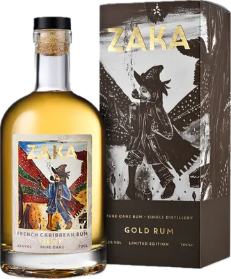 Bouteille de spiritueux : French Caribbean Rum Gold Pure Cane de la marque Zaka