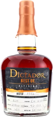 Bouteille de spiritueux : Best Of 1972 Altisimo 46% de la marque Dictador