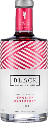 Bouteille de spiritueux : English Raspberry Gin de la marque Black Powder