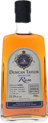 Bouteille de spiritueux : Single Cask Rum 2004 Aged 13 Years (A Private Estate Distillery) de la marque Duncan Taylor