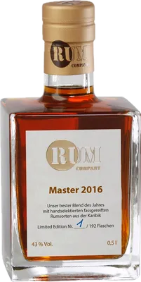 Bouteille de spiritueux : Master 2016 de la marque Rum Company