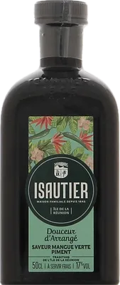 Bouteille de spiritueux : Douceur d’Arrangé Saveur Mangue Verte Piment de la marque Isautier