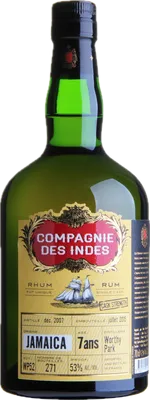 Bouteille de spiritueux : Jamaica 7 Ans Cask Strength – Single Cask de la marque Compagnie des Indes
