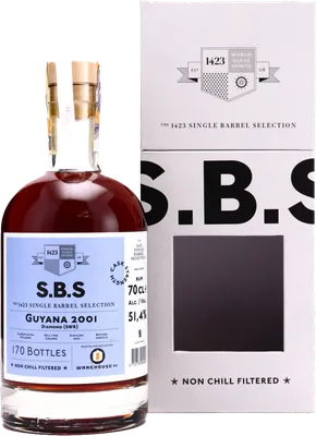 Bouteille de spiritueux : Selected and bottled for Warehouse #1 de la marque S.B.S