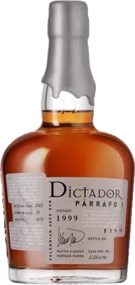 Bouteille de spiritueux : Párrafo I Fino Vintage 1999 42% de la marque Dictador