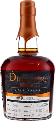 Bouteille de spiritueux : Best Of 1987 Apasionado 43% de la marque Dictador