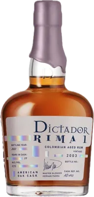 Bouteille de spiritueux : Rima I American Oak Cask 2003 de la marque Dictador