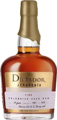 Bouteille de spiritueux : Jerarquia Fino 39 Years 1981 de la marque Dictador