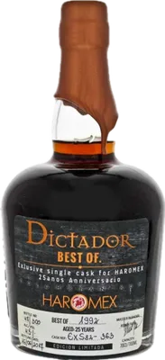 Bouteille de spiritueux : Best Of Haromex 25 Anos Anniversario de la marque Dictador