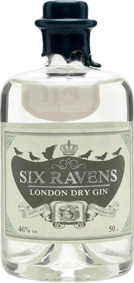 Bouteille de spiritueux : London Dry Gin de la marque Six Ravens