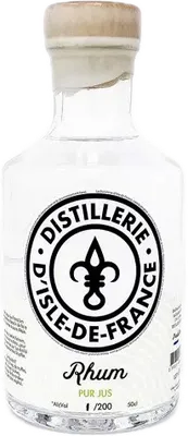 Bouteille de spiritueux : Rhum Blanc Pur Jus de la marque Distillerie d'Isle de France