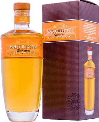 Bouteille de spiritueux : Signature de la marque Mauricia