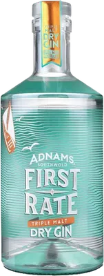 Bouteille de spiritueux : First Rate Triple Malt Dry Gin de la marque Adnams