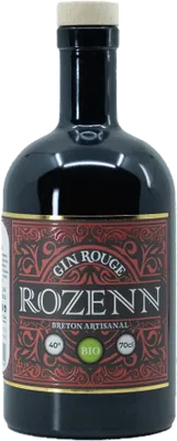 Bouteille de spiritueux : Gin rouge Rozenn de la marque Breizh'cool