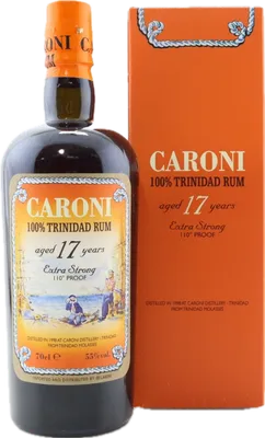Bouteille de spiritueux : 100% Trinidad Rum 17 de la marque Caroni