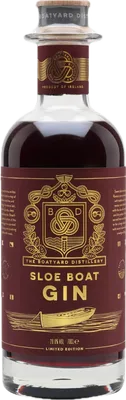 Bouteille de spiritueux : Sloe Boat Gin de la marque Boatyard 