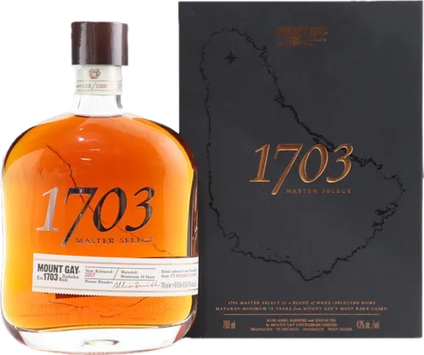 Bouteille de spiritueux : Master Select 1703 de la marque Mount Gay