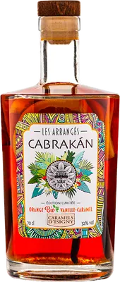 Bouteille de spiritueux : Orange Bio-Vanille Bourbon-Caramel brun d'Isigny de la marque Cabrakán