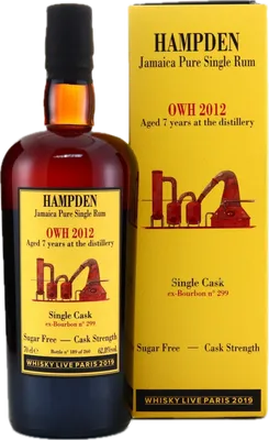 Bouteille de spiritueux : Single Cask Whisky Live 2019 de la marque Hampden