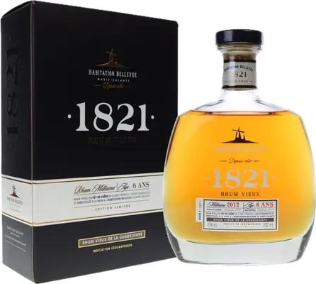 Bouteille de spiritueux : 1821 Rhum Vieux 6 ans Millésime 2012 de la marque Habitation Bellevue