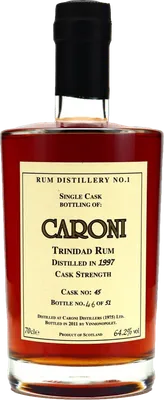 Bouteille de spiritueux : Trinidad Rum de la marque Caroni