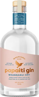 Bouteille de spiritueux : Whanganui Dry de la marque Papaiti Gin