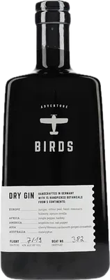 Bouteille de spiritueux : Dry Gin de la marque Birds