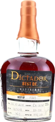 Bouteille de spiritueux : Best Of 1981 Altisimo 36 Years 46% de la marque Dictador