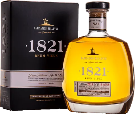 Bouteille de spiritueux : 1821 Rhum Vieux 6 ans Millésime 2015 de la marque Habitation Bellevue