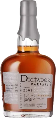 Bouteille de spiritueux : Párrafo I Borbón Vintage 2001 44% de la marque Dictador