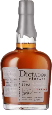 Bouteille de spiritueux : Párrafo I Pardo Vintage 2003 40% de la marque Dictador