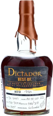Bouteille de spiritueux : Best Of 1981 44% 34 Years de la marque Dictador