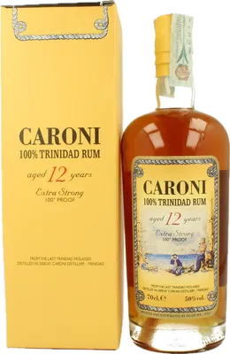 Bouteille de spiritueux : 100% Trinidad Rum 12 de la marque Caroni
