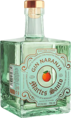 Bouteille de spiritueux : Gin Naranja Premium de la marque Martes Santo