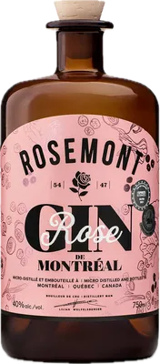 Bouteille de spiritueux : Gin Rose de la marque Rosemont
