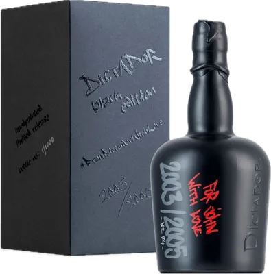 Bouteille de spiritueux : Black Edition Caption de la marque Dictador