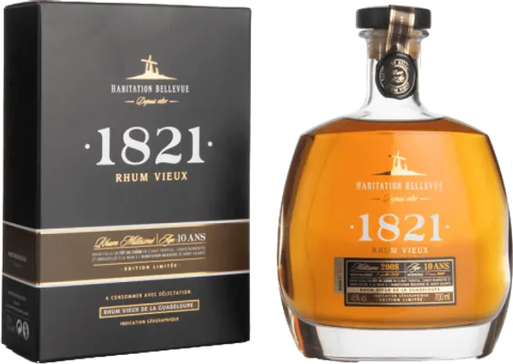 Bouteille de spiritueux : 1821 Rhum Vieux 10 ans Millésime 2008 de la marque Habitation Bellevue
