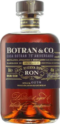 Bouteille de spiritueux : Casa  75 Aniversario de la marque Botran