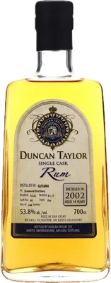 Bouteille de spiritueux : Single Cask Rum 2002 Aged 14 Years (Diamond Distillery) de la marque Duncan Taylor