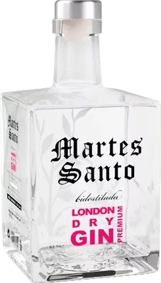 Bouteille de spiritueux : London Dry Gin Ginebra Premium Bidestilada de la marque Martes Santo