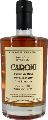Bouteille de spiritueux : Trinidad Rum de la marque Caroni